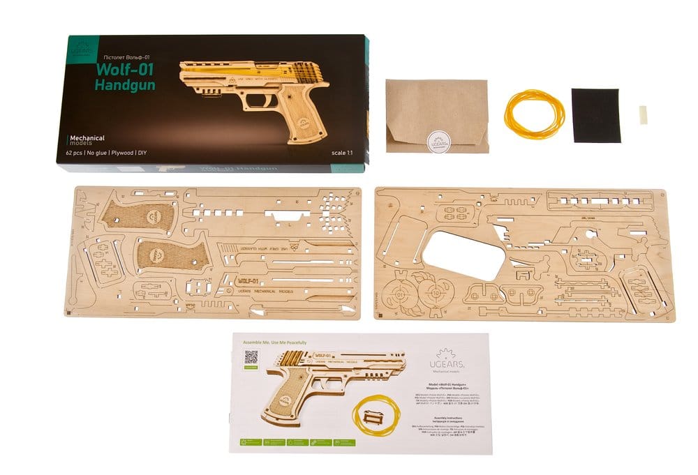 Ugears Wooden Model Kit Wolf-01 Handgun