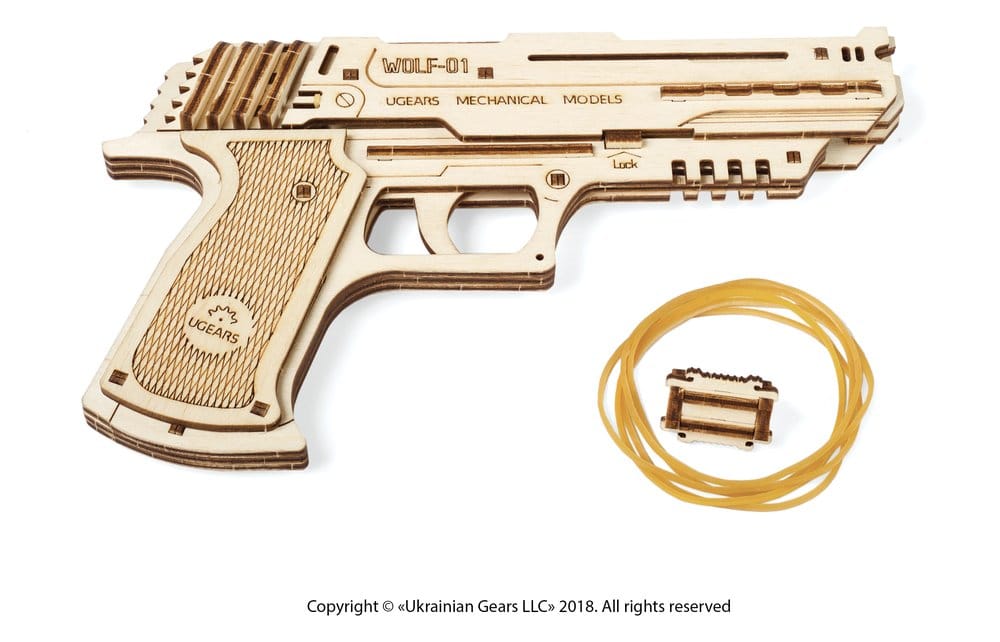 Ugears Wooden Model Kit Wolf-01 Handgun