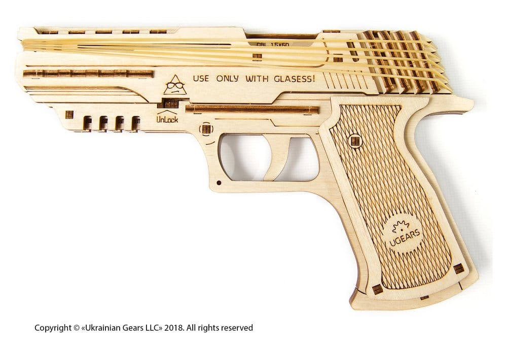 Ugears Wooden Model Kit Wolf-01 Handgun