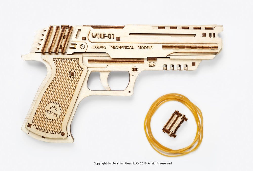 Ugears Wooden Model Kit Wolf-01 Handgun