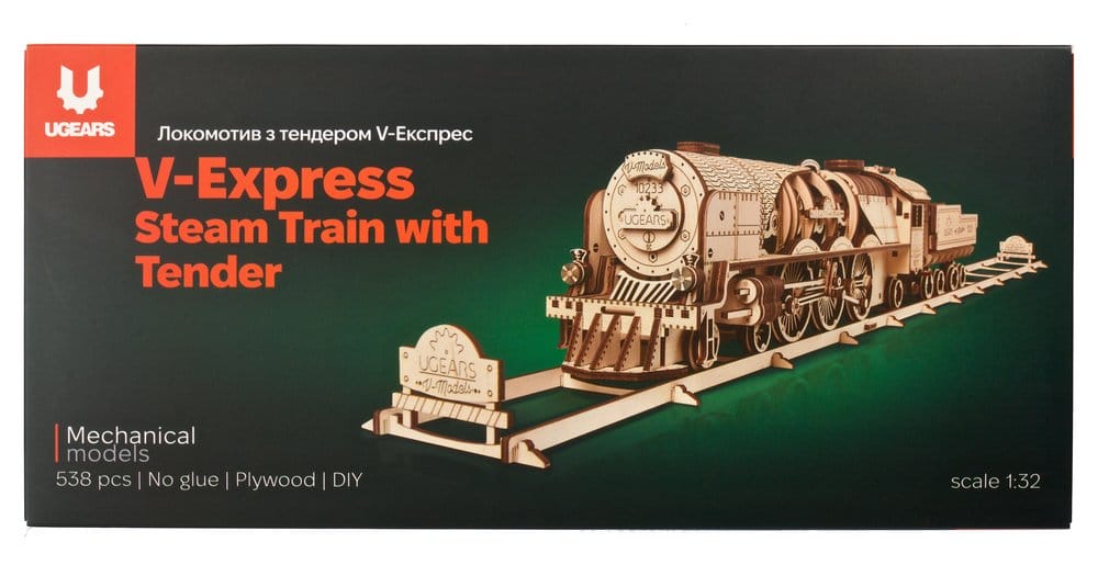 Ugears Wooden Model Kit V-Express Steam Train with Tender