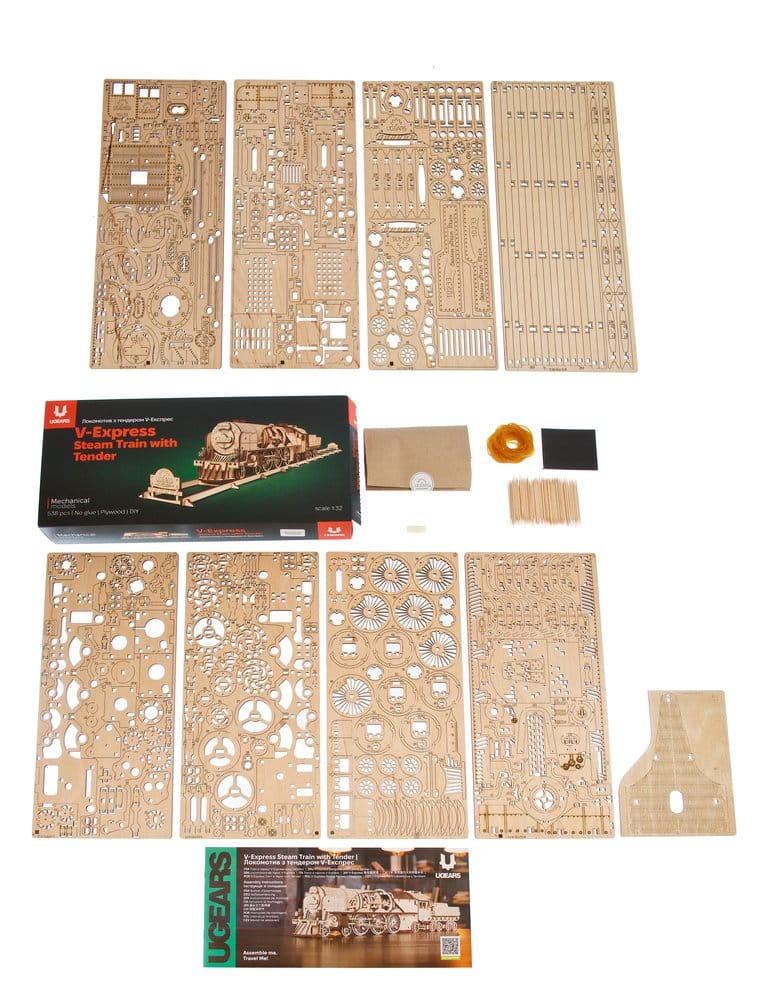 Ugears Wooden Model Kit V-Express Steam Train with Tender
