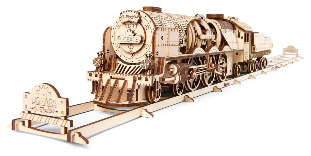 Ugears Wooden Model Kit V-Express Steam Train with Tender