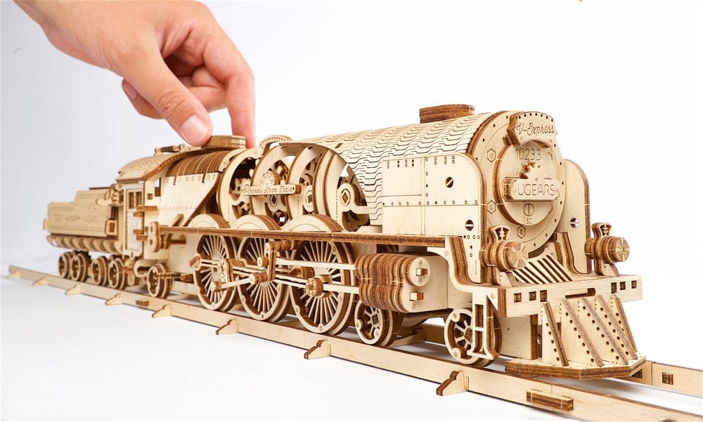 Ugears Wooden Model Kit V-Express Steam Train with Tender