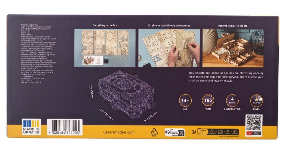 Ugears Wooden Model Kit Antique Box