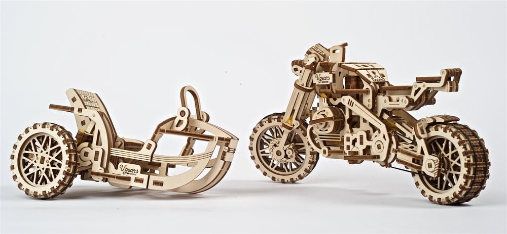 Ugears Wooden Model Kit Scrambler UGR-10 with sidecar