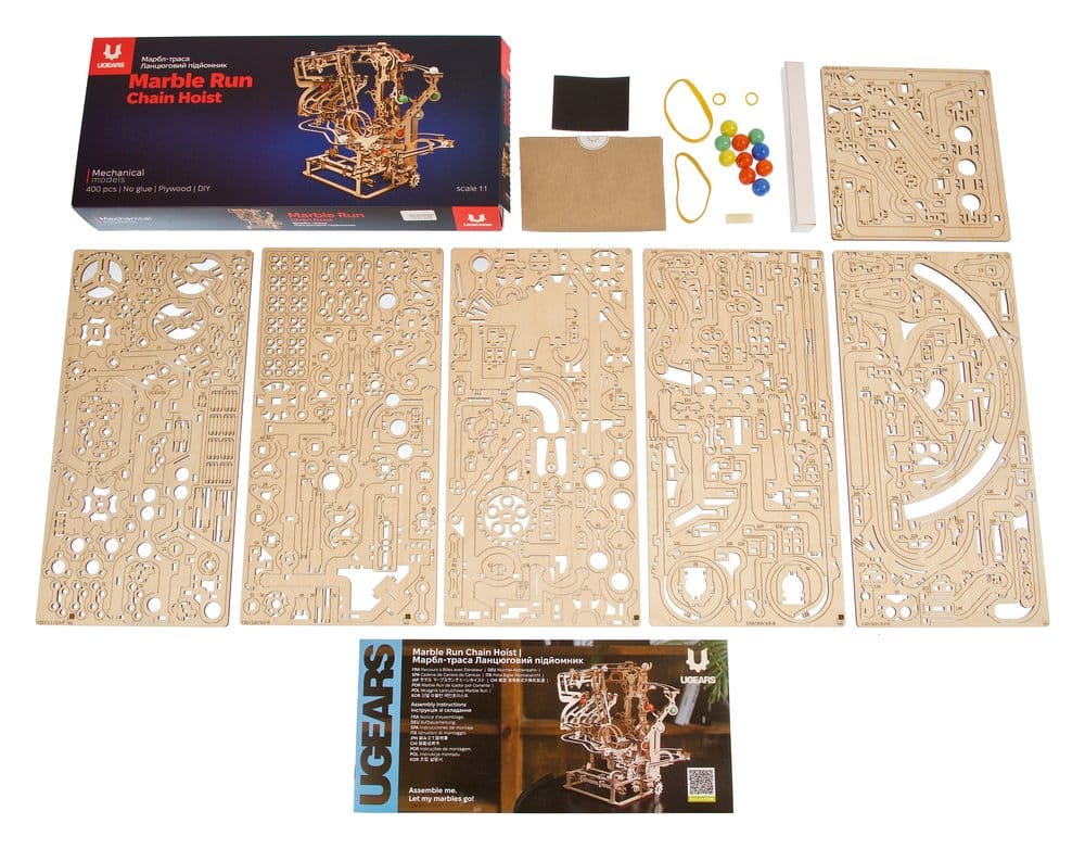 Ugears Wooden Model Kit Marble Run Chain Hoist