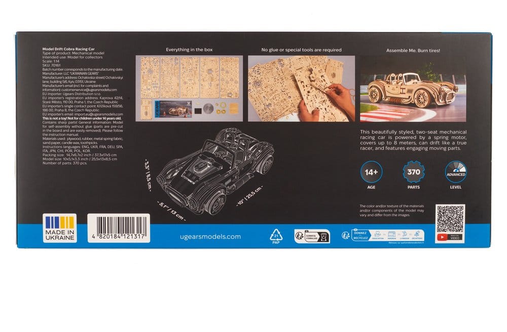 Ugears Wooden Model Kit Drift Cobra Racing Car