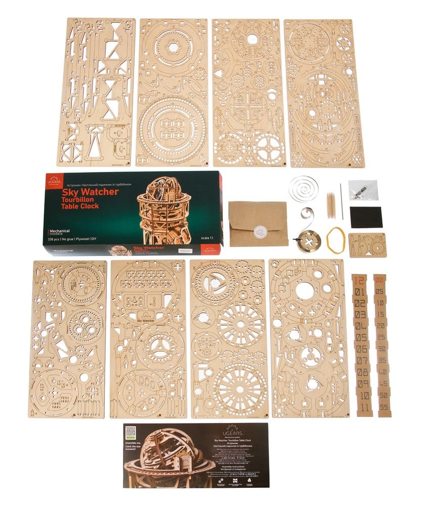 Ugears Wooden Model Kit Sky Watcher Tourbillon Table Clock