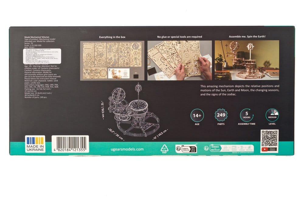 Ugears Wooden Model Kit Mechanical Tellurion