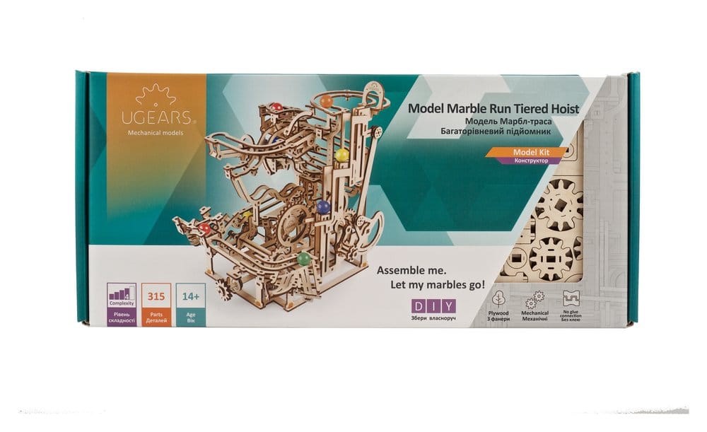 Ugears Wooden Model Kit Marble Run Tiered Hoist