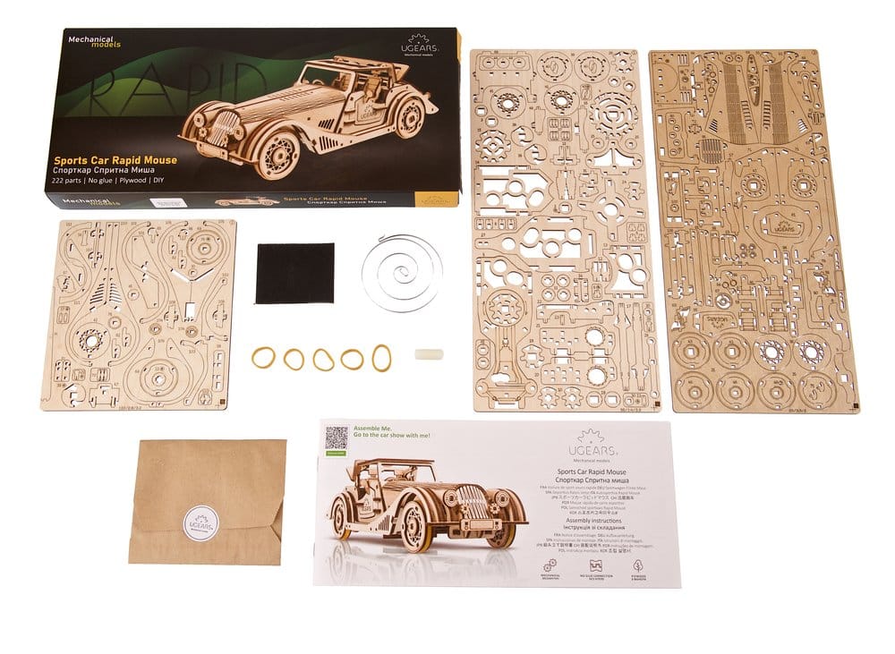 Ugears Wooden Model Kit Sports Car Rapid Mouse