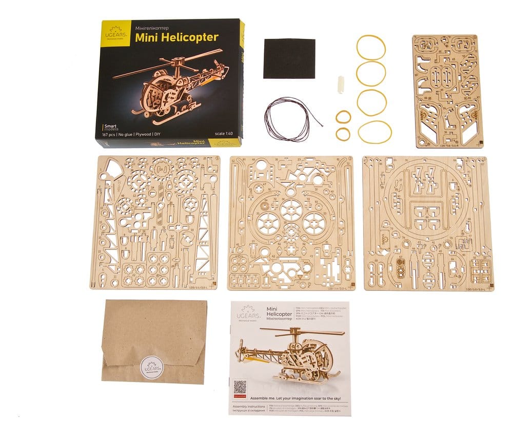 Ugears Wooden Model Kit Mini Helicopter