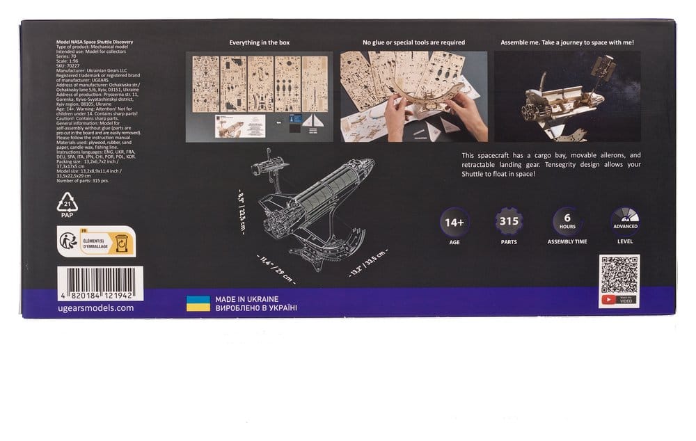 NASA Wooden Model Kit Space Shuttle Discovery