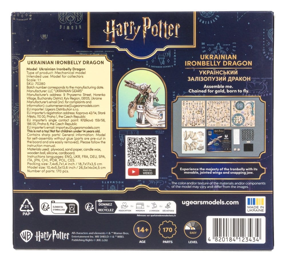 Harry Potter Wooden Model Kit Ukrainian Ironbelly Dragon