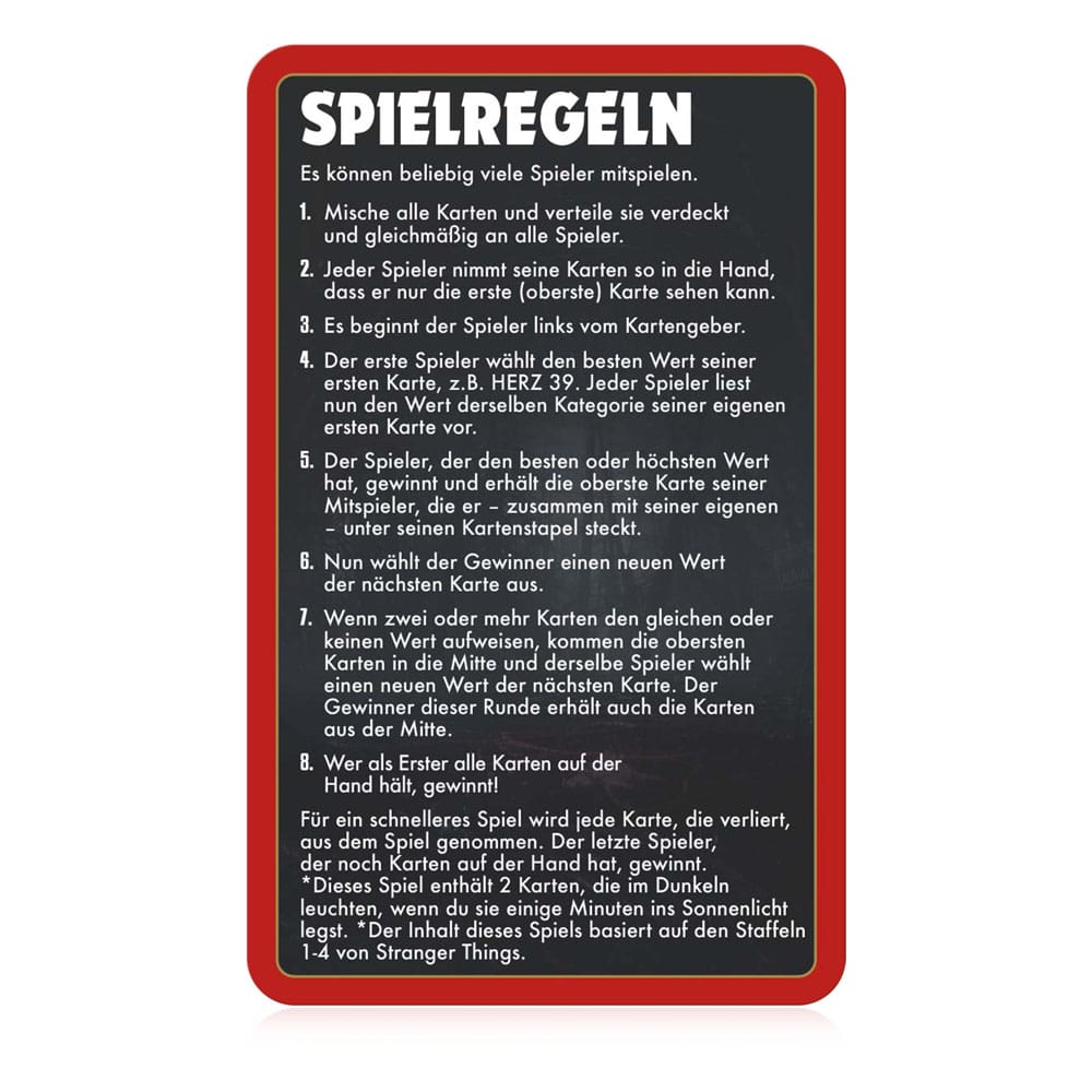 Stranger Things Card Game Top Trumps Collectables *German Version*